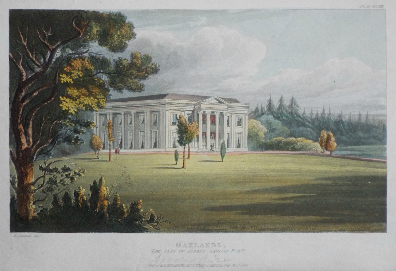 Aquatint - Oaklands, the Seat of Albany Saville Esqre.