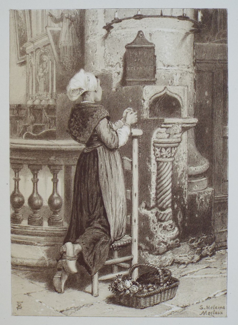 Lithograph - Devotion. St. Melaine. Morlaix. - Foster