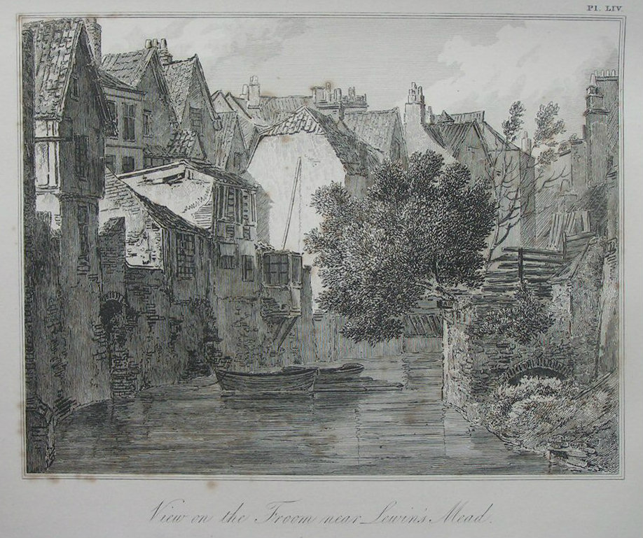 Etching - View on the Froom near Lewin's Mead. - Skelton