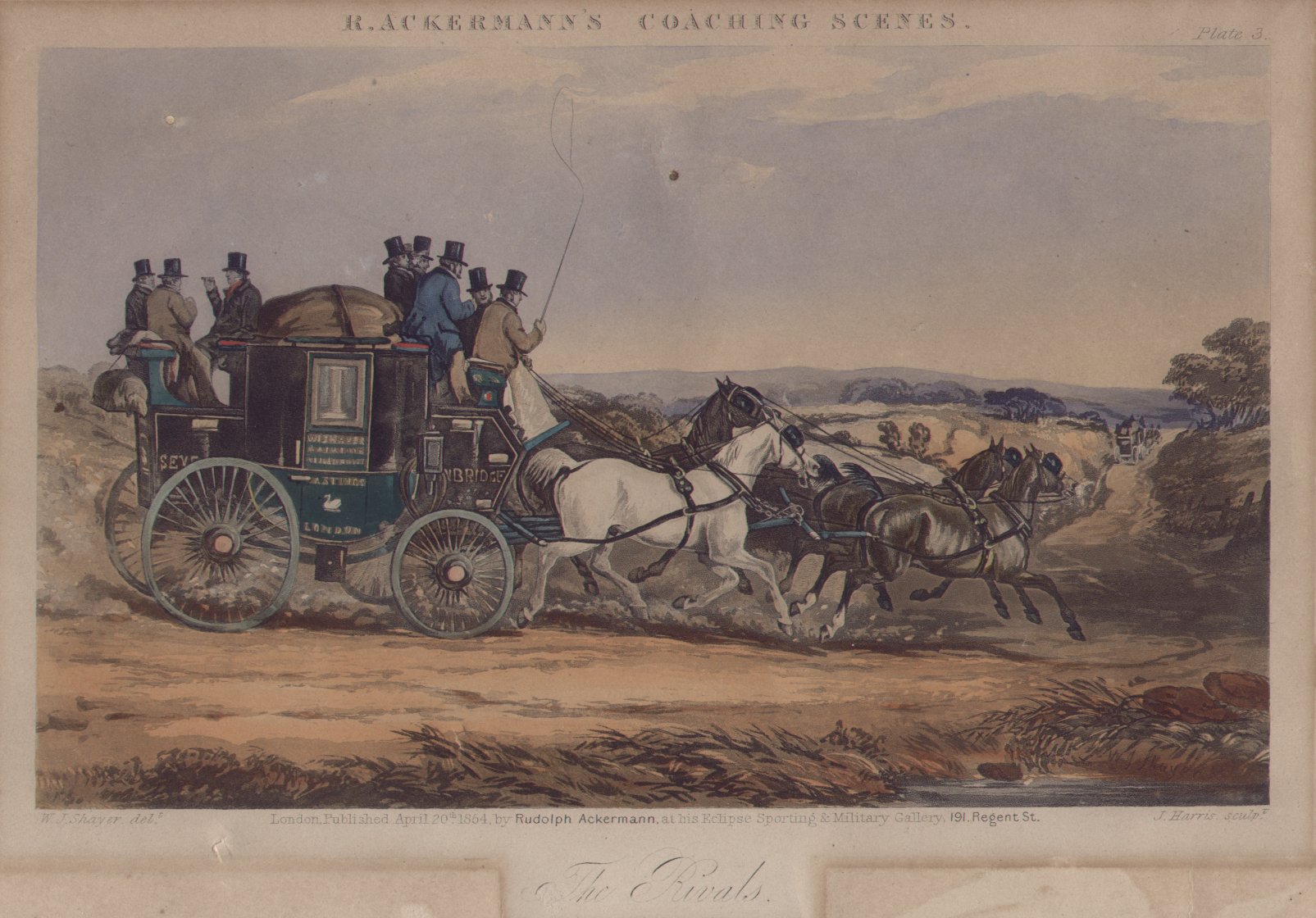 Aquatint - R. Ackermann's Coaching Scenes. Plate 3. The Rivals. - Harris