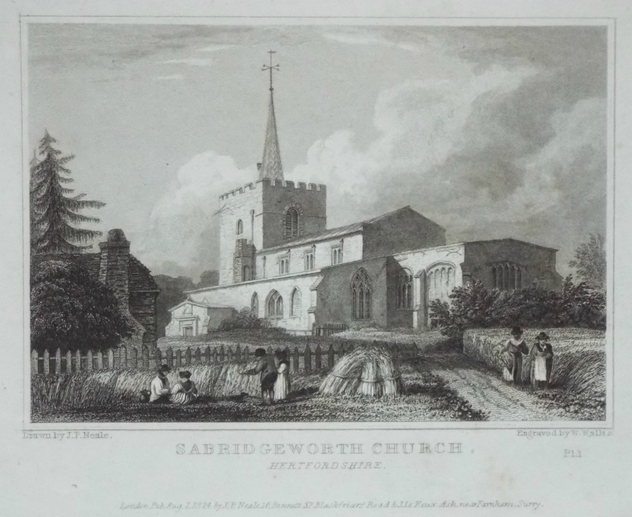 Print - Sabridgeworth Church, Hertfordshire. - Wallis