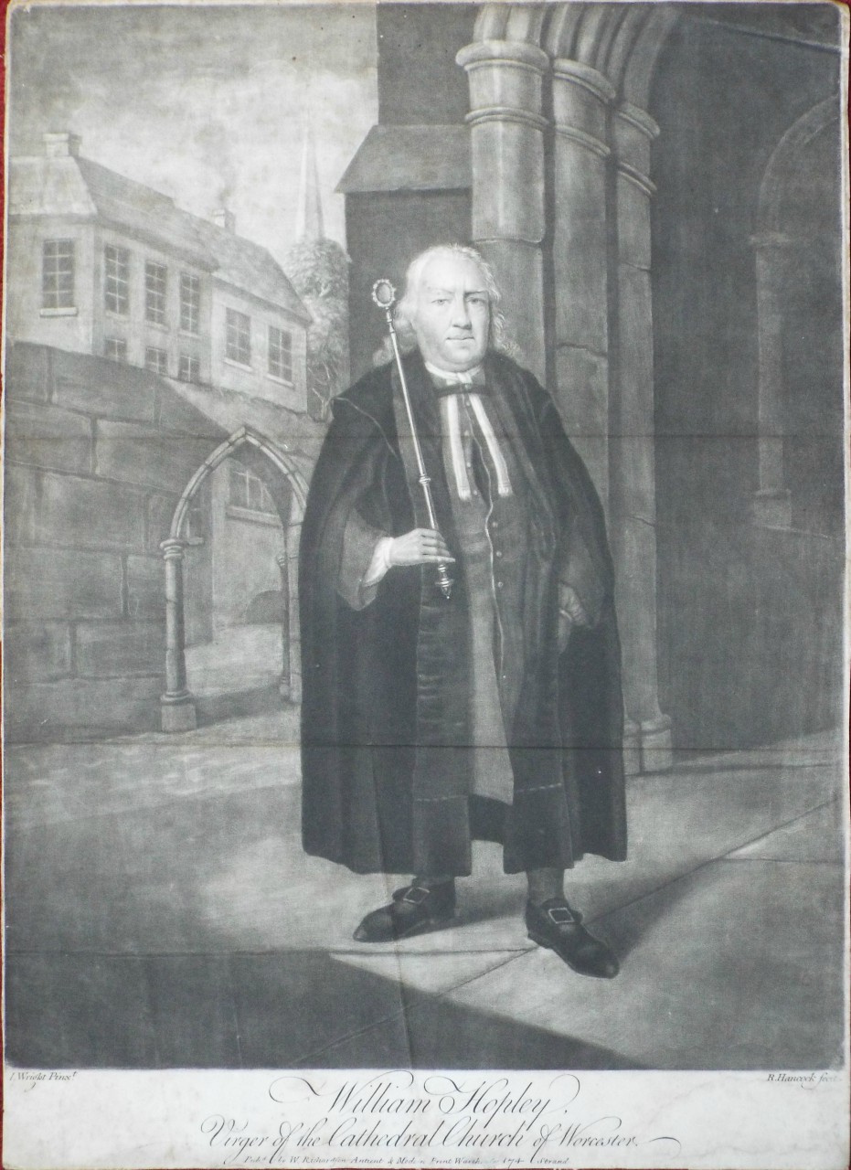Mezzotint - William Hopley. Virger of the Cathedral Church of Worcester. - Hancock