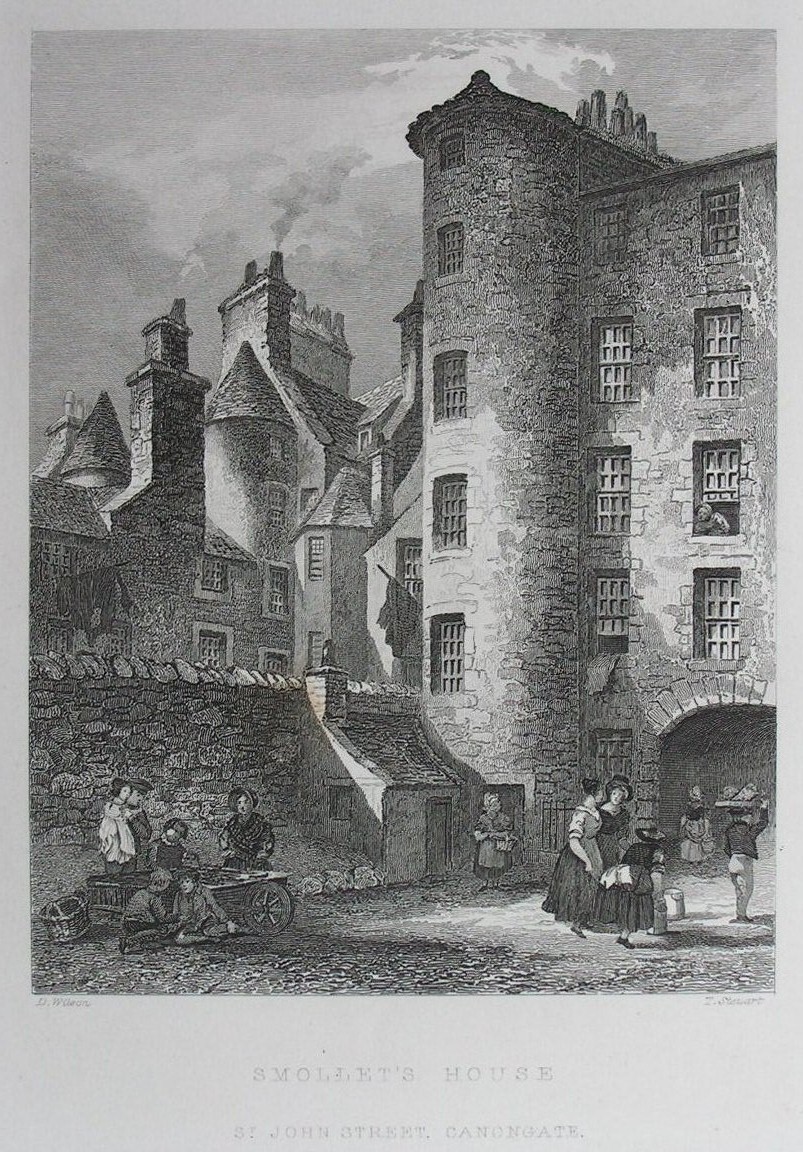 Print - Smollet's House, St John Street, Canongate - Stewart