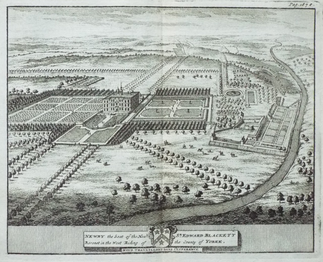 Print - Newby the Seat of the Honbl. Sr. Edward Blackett Baronet of the West Riding of the County of York.