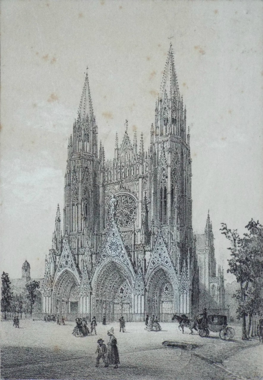 Lithograph - (Rouen Cathedral from the West)