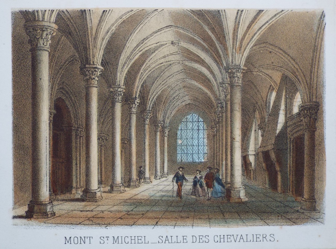 Lithograph - Mont St. Michel - Salle des Chevaliers.