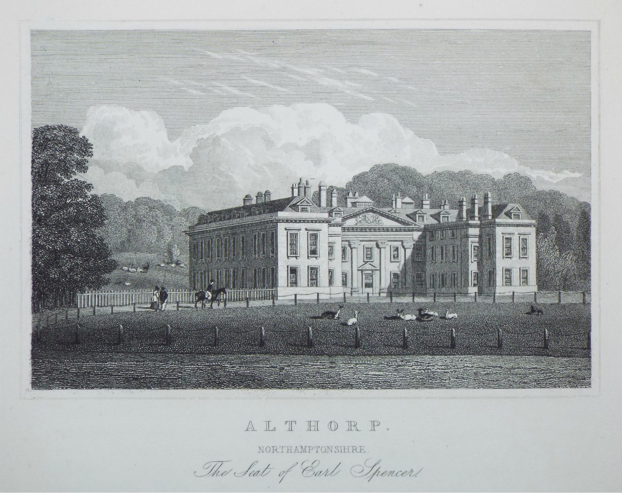 Print - Althorp, Northamptonshire. The Seat of Earl Spencer.  - Radclyffe