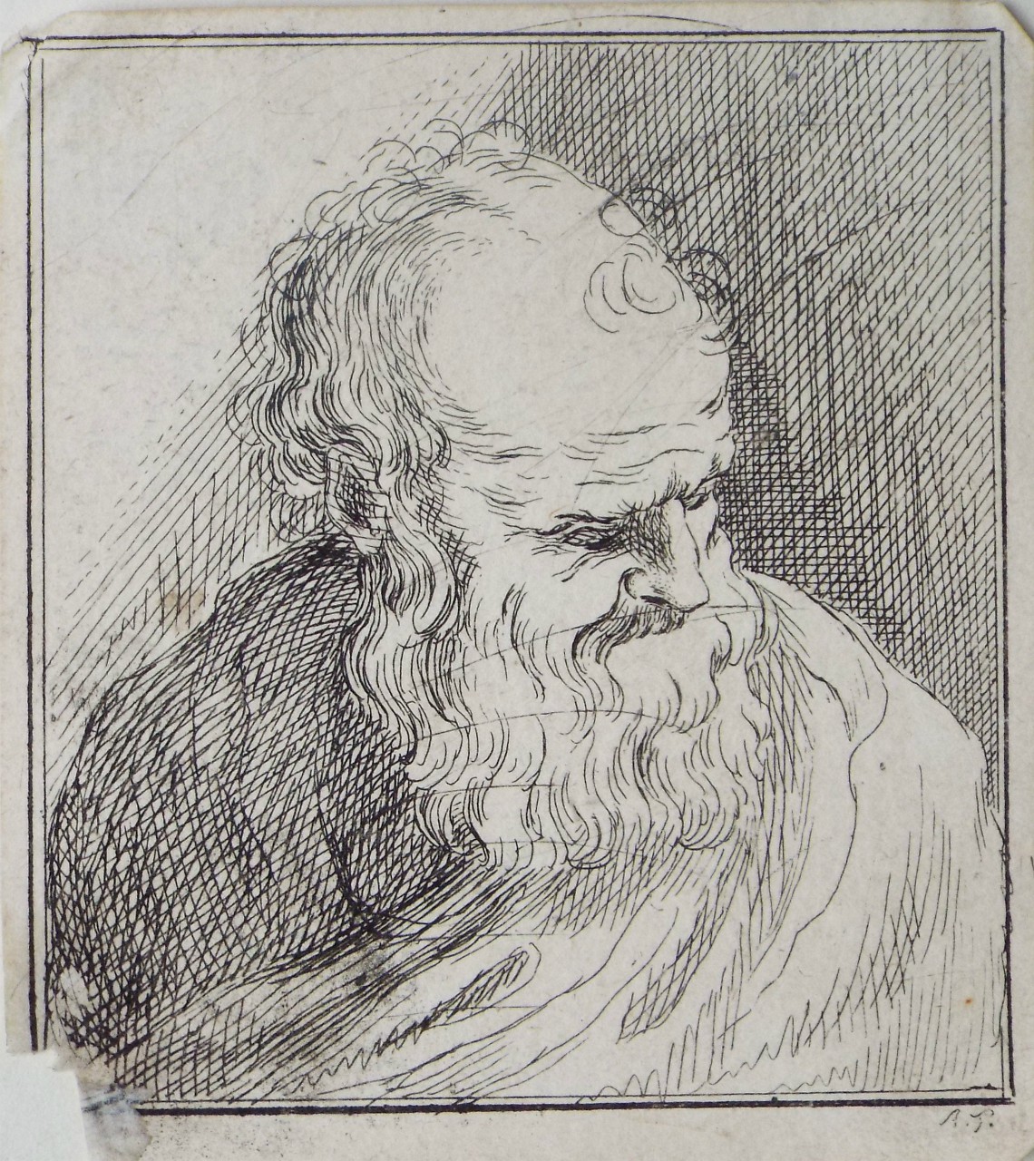 Etching - (Old man with beard) - 