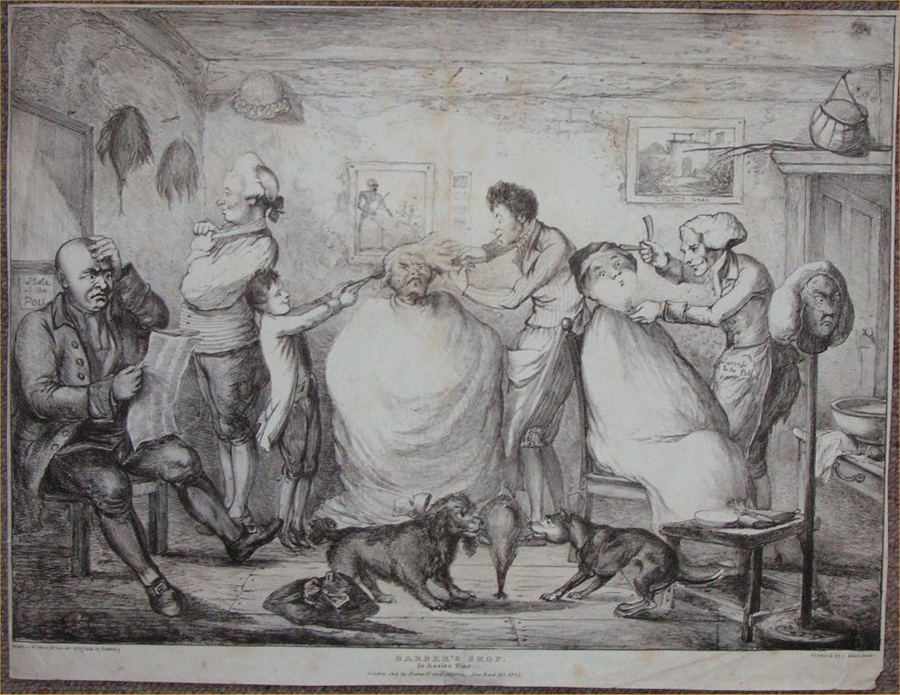 Lithograph - A Barber's Shop. In Assize Time. - Cawse