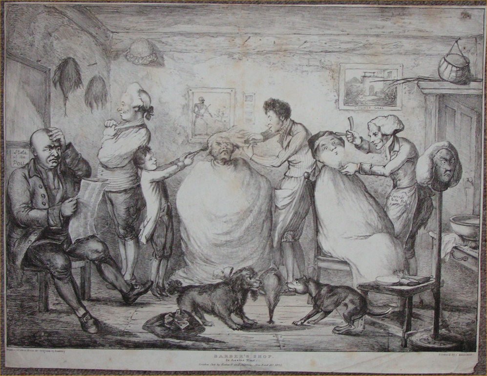 Lithograph - A Barber's Shop. In Assize Time. - Cawse