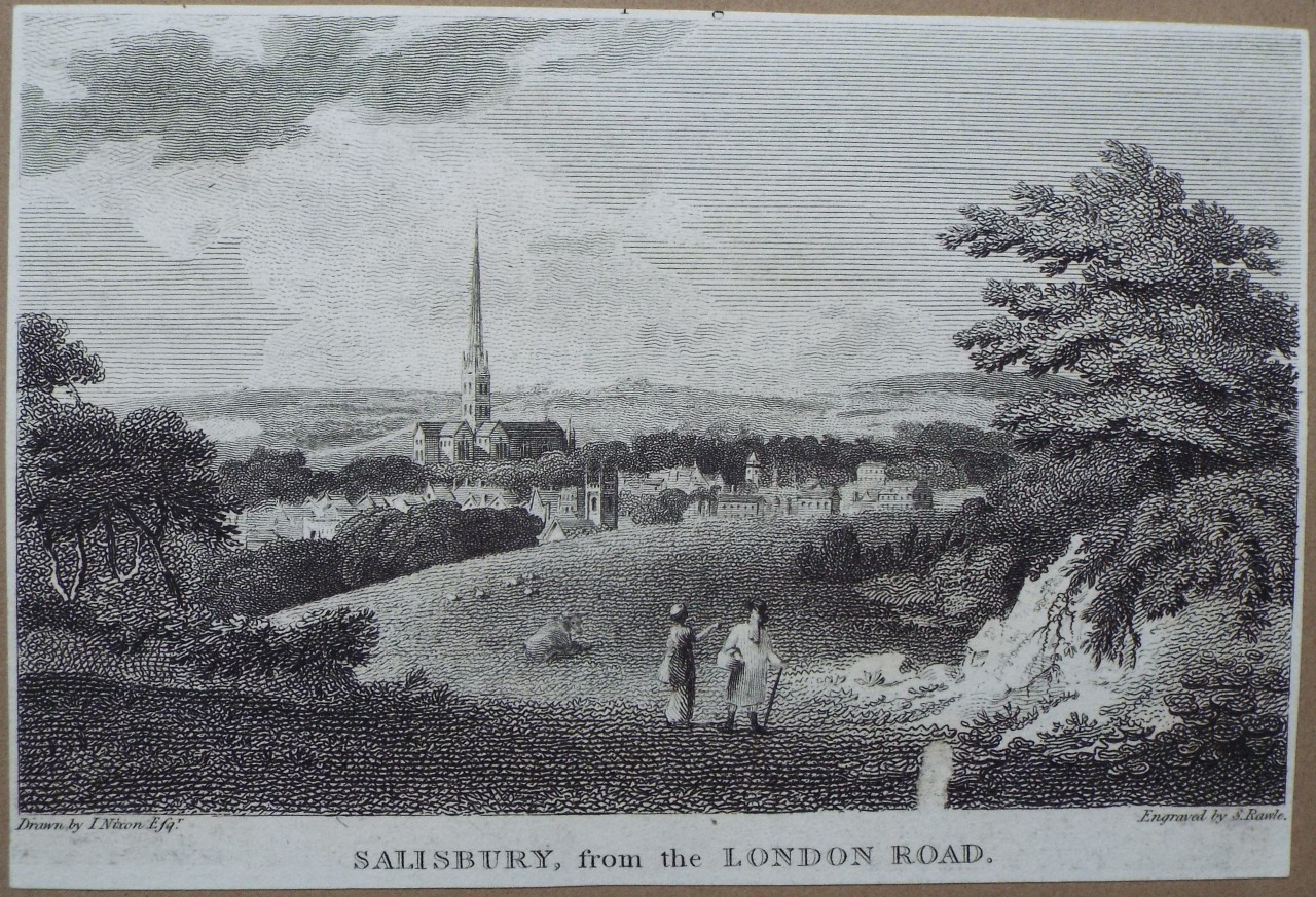 Print - Salisbury, from the London Road. - Rawle