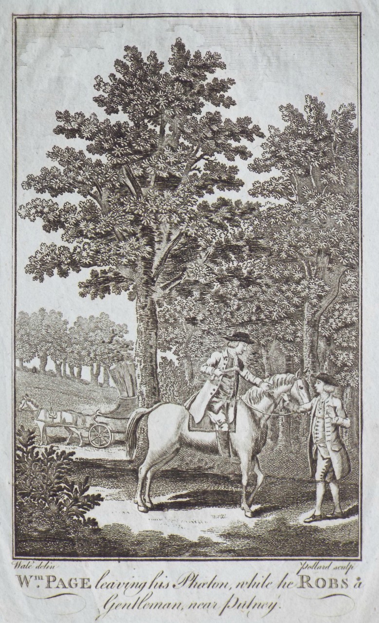 Print - Wm. Page leaving his Phaeton, while he Robs a Gentleman, near Putney. - 