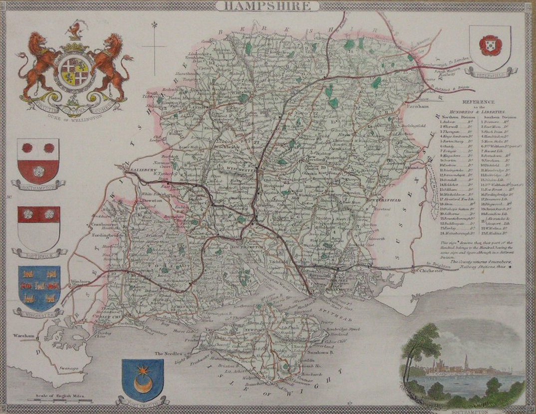 Map of Hampshire - Moule