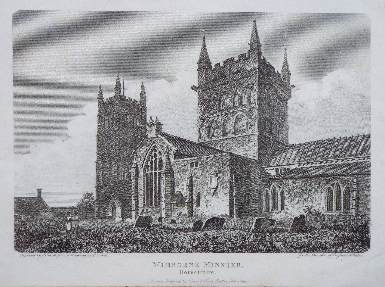 Print - Wimborne Minster, Dorsetshire. - Smith