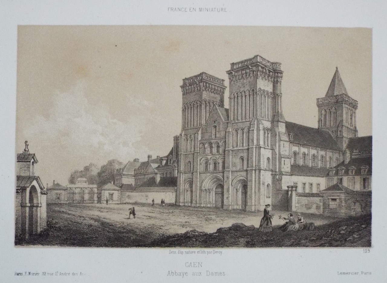 Lithograph - Caen Abbaye aux Dames. - 