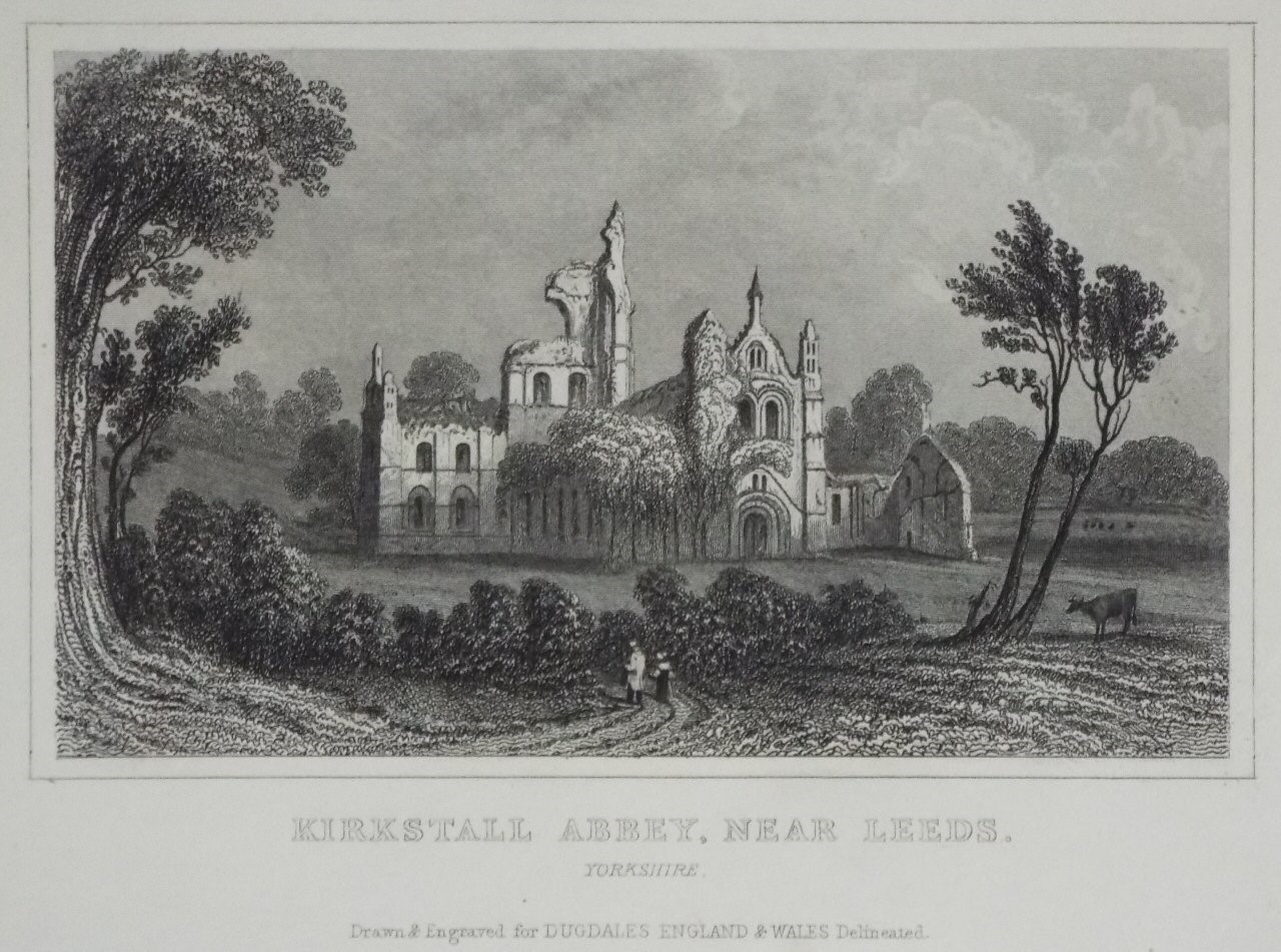 Print - Kirkstall Abbey, near Leeds, Yorkshire.