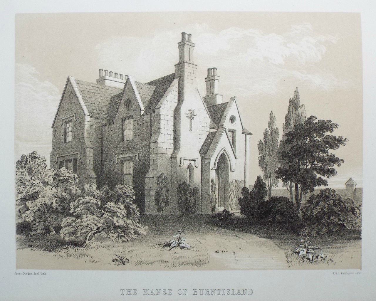 Lithograph - The Manse of Burntisland - Gordon