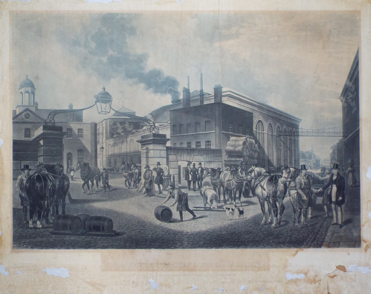 Aquatint - A View of Messrs. Barclay & Perkins's Brewery. This Plate is Dedicated by Permission to Messrs. Barclay and Perkins, by their Obedient and Obliged Servant, D. Wolstenholme. - Wolstenholm,