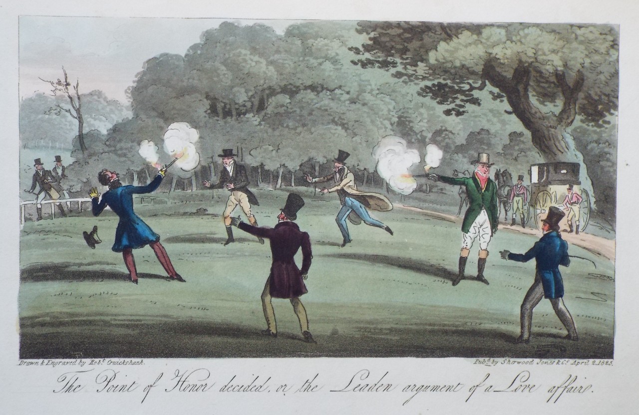 Aquatint - The Point of Honour decided, the Leaden argument of a Love affair. - Cruikshank
