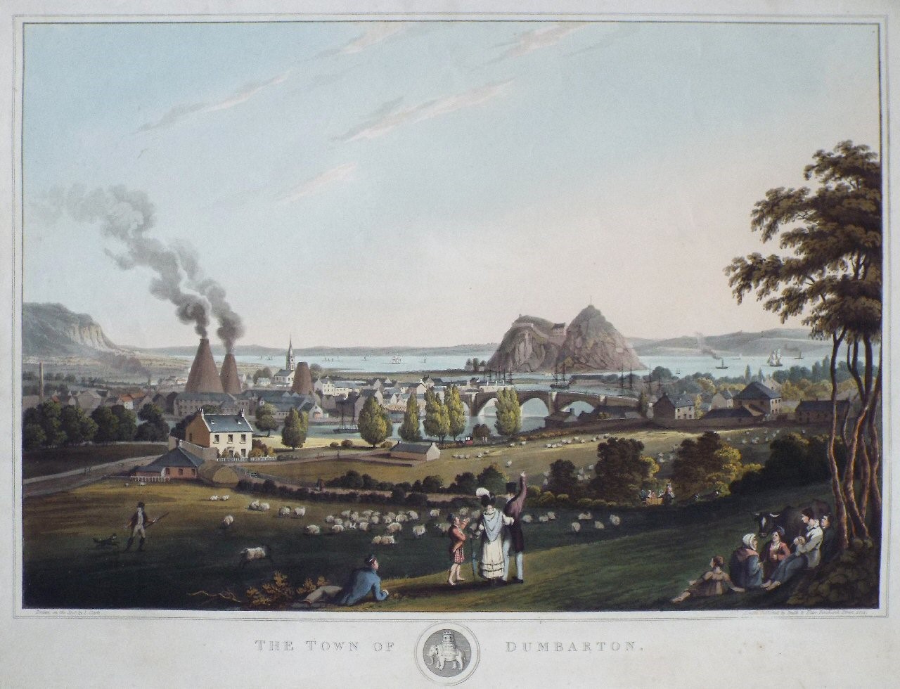 Aquatint - The Town of Dumbarton. - Clark