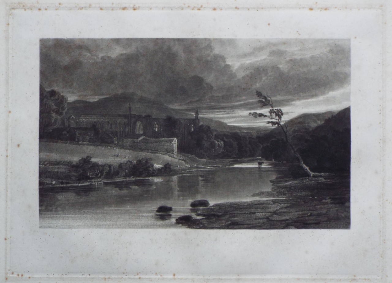 Mezzotint - Bolton Abbey on the River Wharfe - Bromley