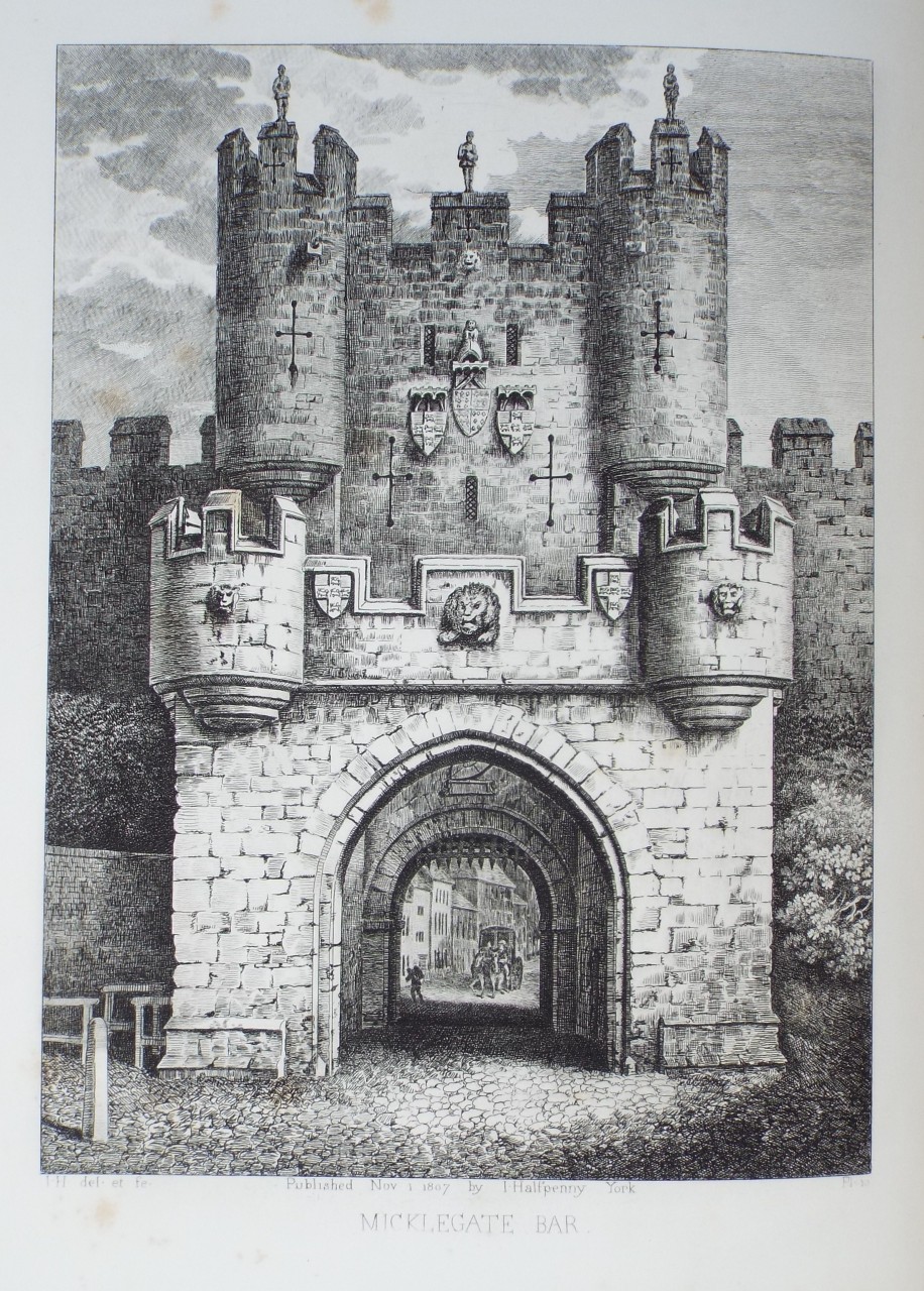 Etching - Micklegate Bar. - Halfpenny