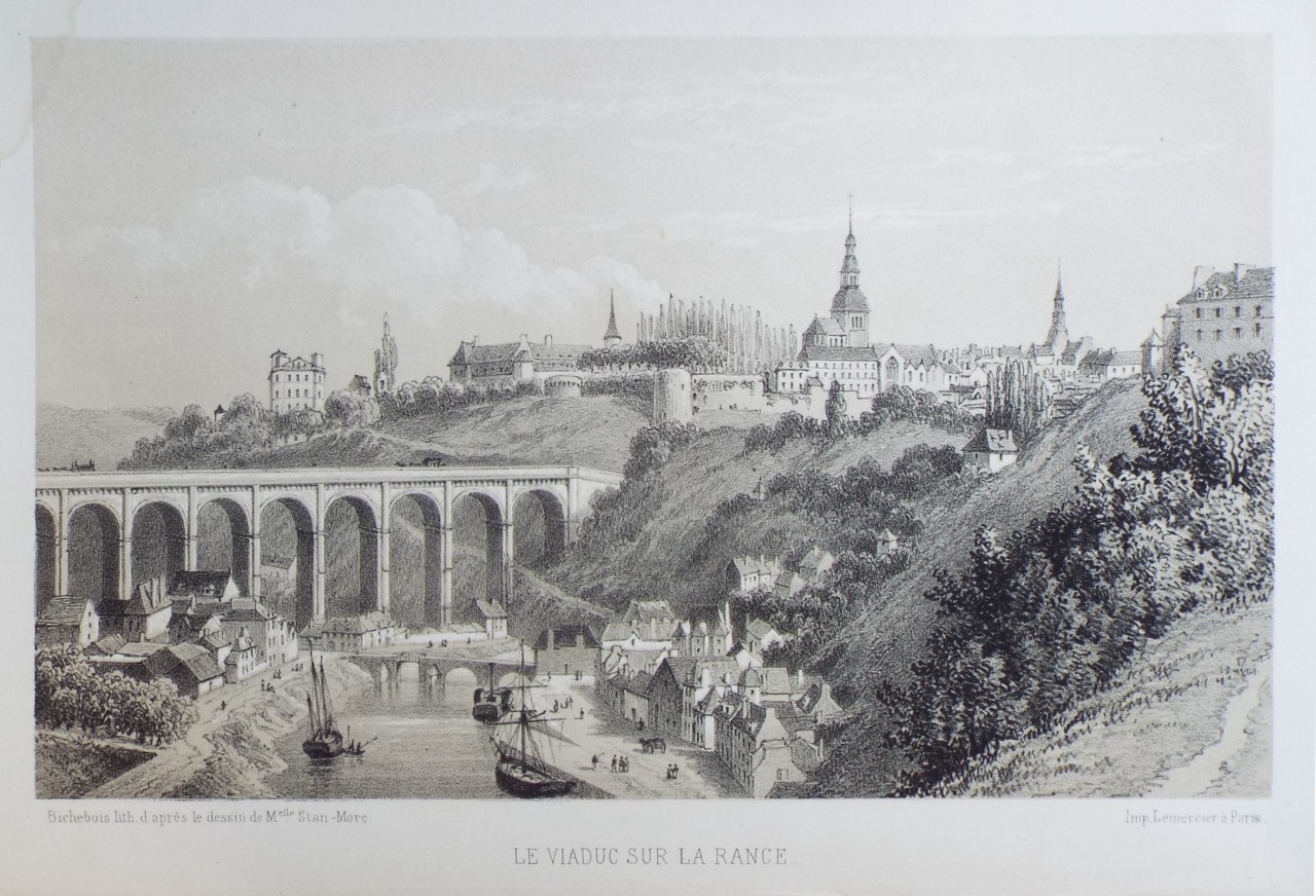 Lithograph - Le Viaduc sur la Rance. - 