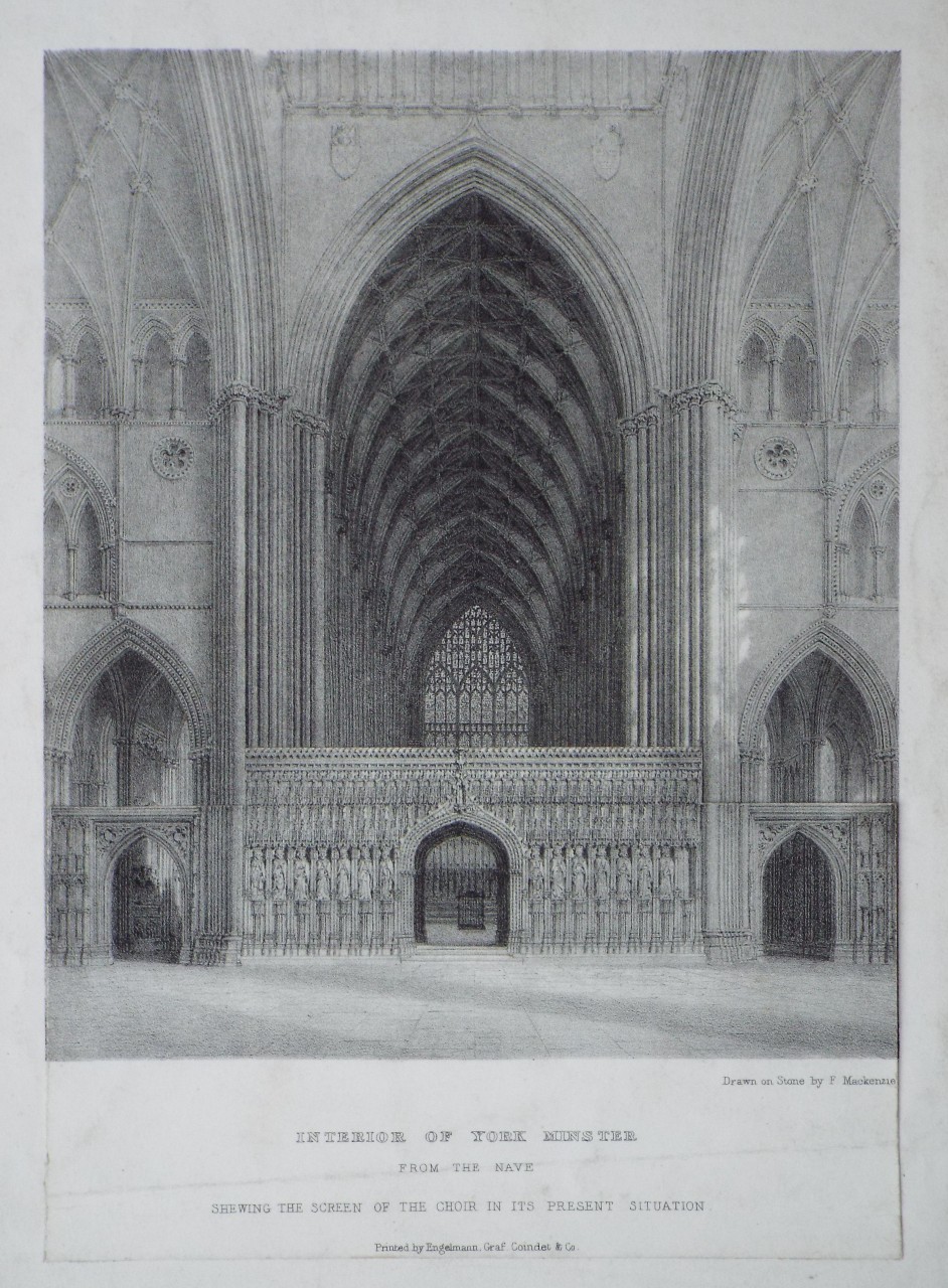 Lithograph - Interior of York Minster from the Nave Shewing the Screen of the Choir in its Present Situation
Interior of York Minster from the Nave Shewing the Screen of the Choir in the Situation towhich it is proposed to be Removed - Mackenzie