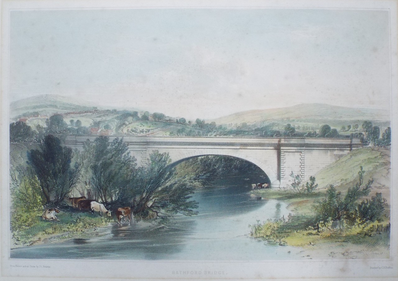 Lithograph - Bathford Bridge. - Bourne