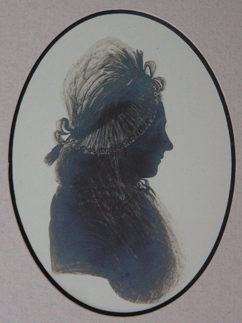 Watercolour - (Silhouette of a Regency period woman wearing a bonnet)