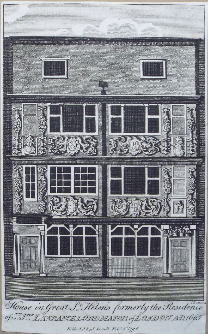 Print - House in Great St. Helens formerly the Residence Sr. Jno. Lawrence, Lord Mayor of London A.D. 1665. - 