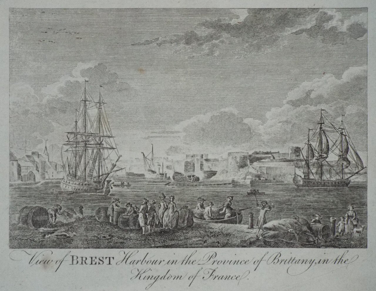 Print - View of Brest Harbour in the Province of Brittany, in the Kingdom of France.