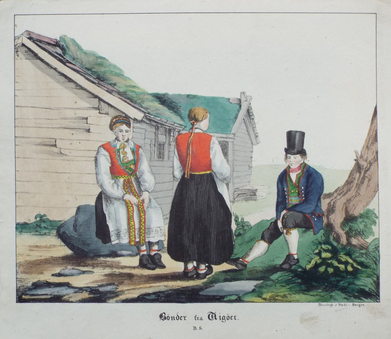 Lithograph - Bonder fra Wigoer