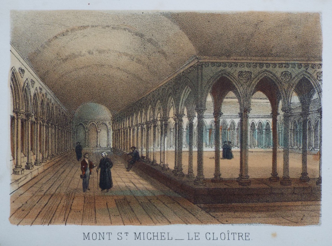 Lithograph - Mont St. Michel - Le Cloitre.