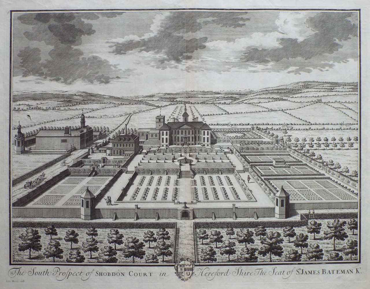 Print - The South Prospect of Shobdon Court in Hereford Shire The Seat of Sr. James Bateman Kt. - Harris