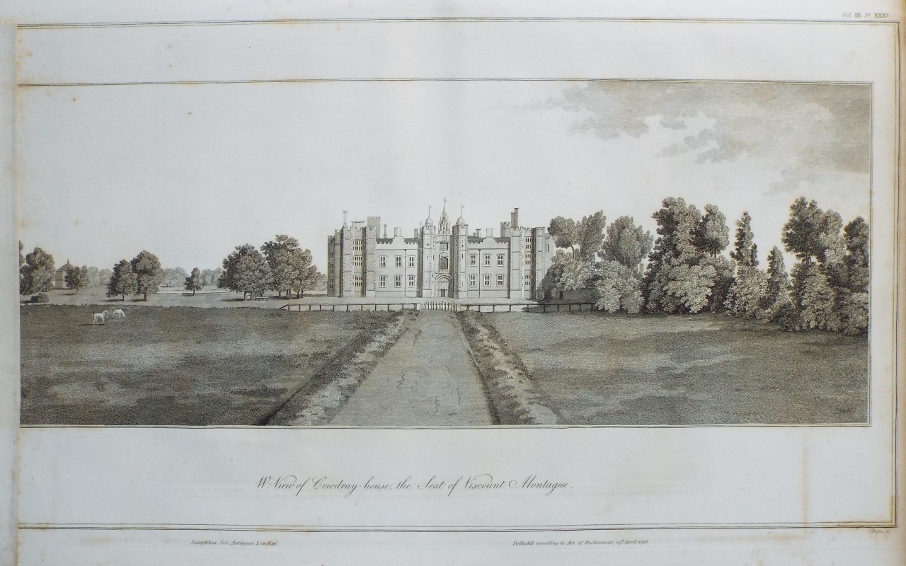 Print - W. View of Cowdray-house, the Seat of Viscount Montague. - Basire