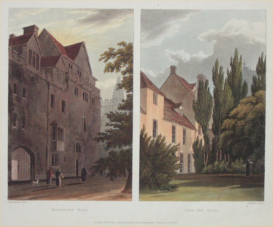 Aquatint - Magdalen Hall, New Inn Hall - Bluck