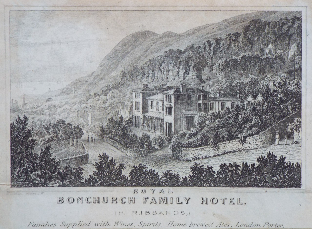 Print - Royal Bonchurch Family Hotel, (H. Ribands,) Familes Supplied with Wines, Spirits, Home-brewed Ales, London Porter. - 