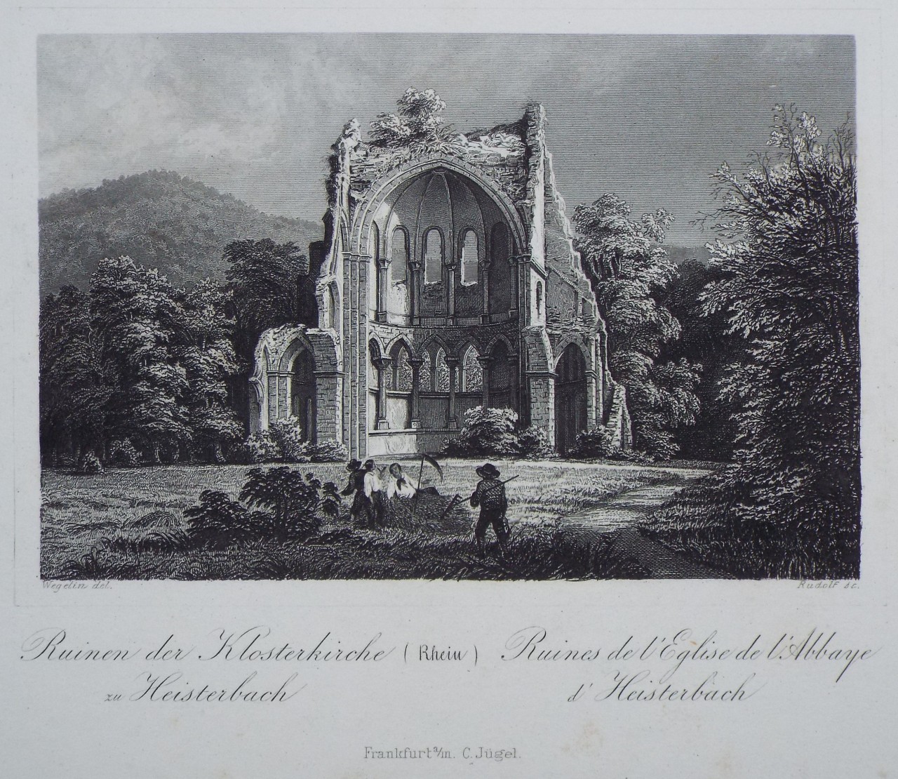 Print - Ruinen der Klosterkirche zu Heisterbach (Rhein) Ruines de l'Eglise de l'Abbaye d'Heisterbach - 