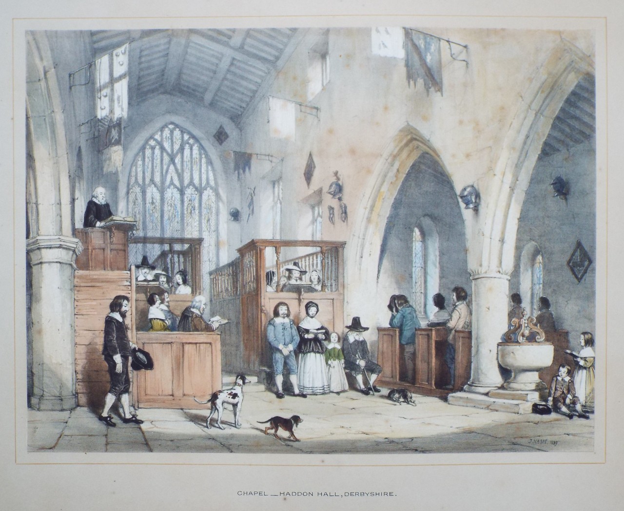 Lithograph - Chapel - Haddon Hall, Derbyshire. - Nash