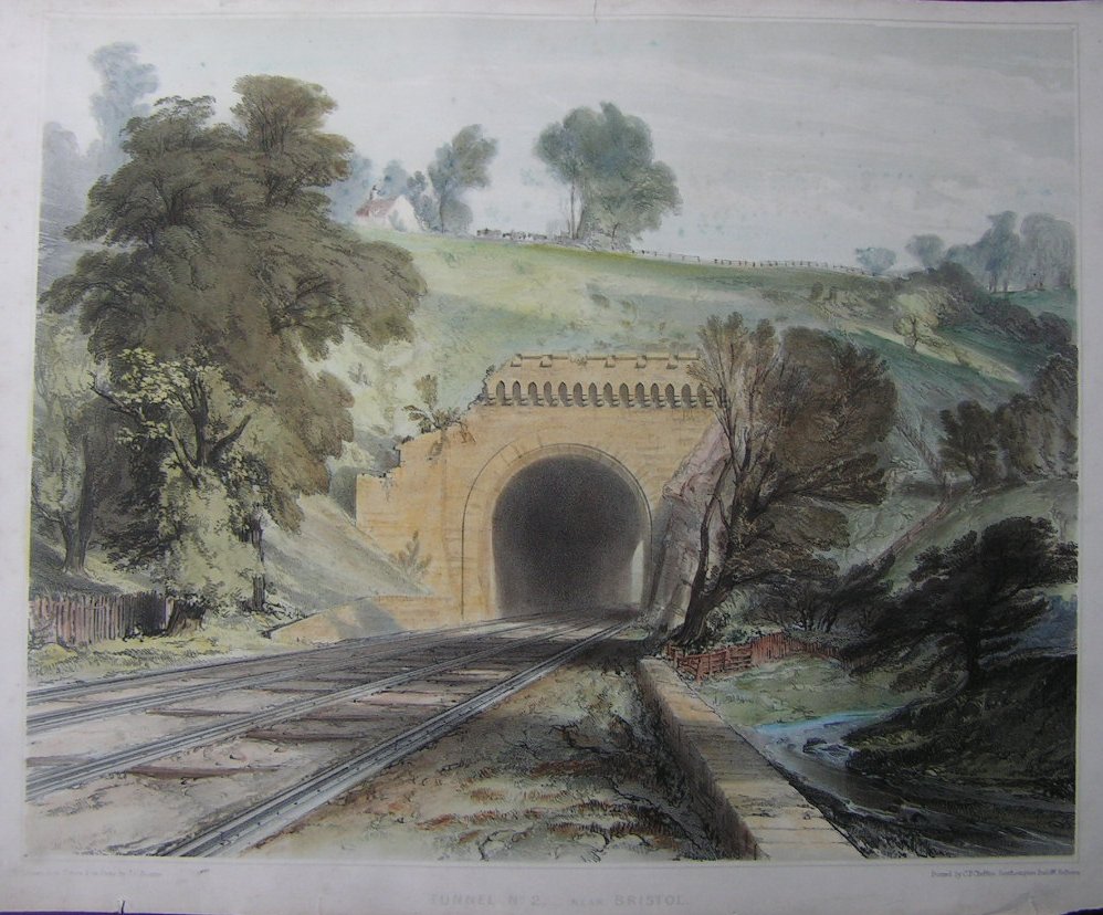 Lithograph - Tunnel No 2 near Bristol - Bourne