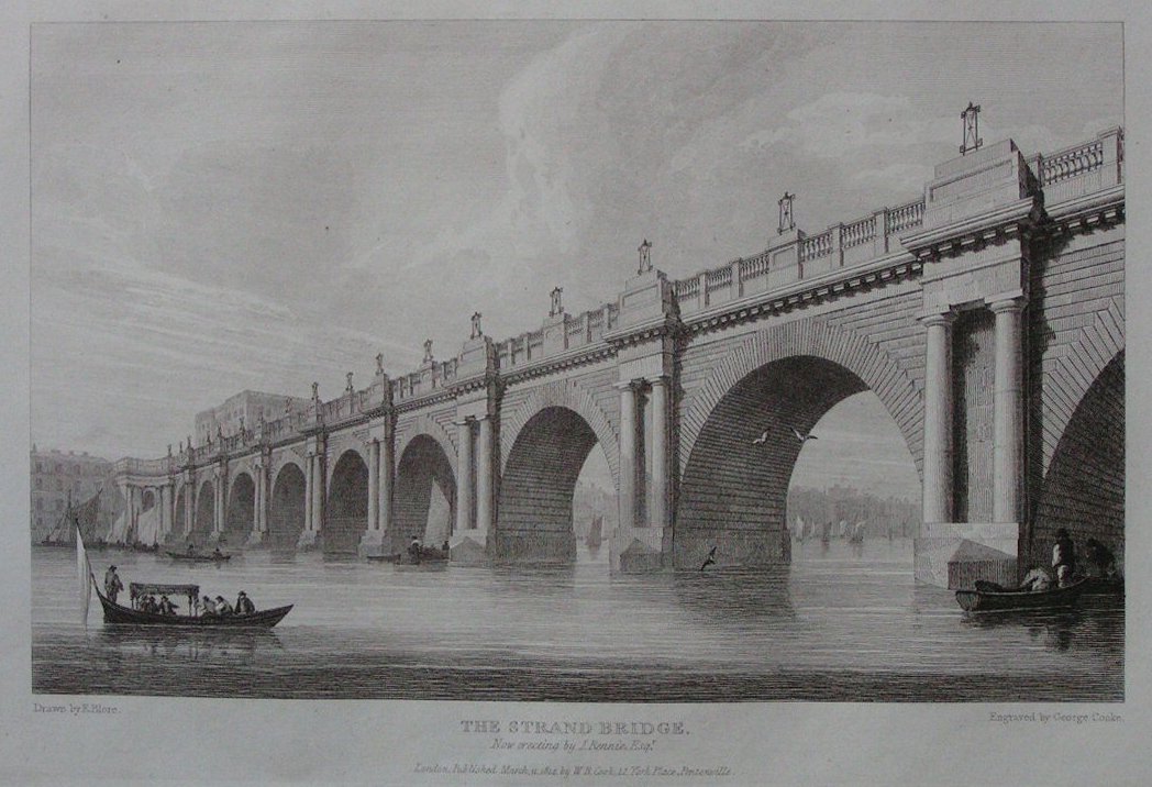 Print - The Strand Bridge now erecting by J.Rennie Esqr - Cooke
