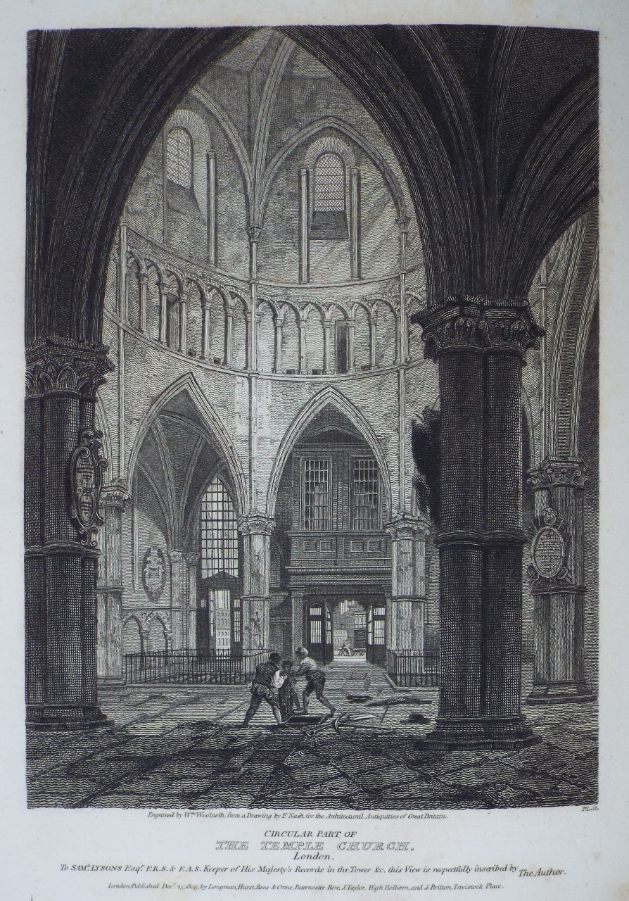 Print - Circular Part of the Temple Church, London. - Woolnoth