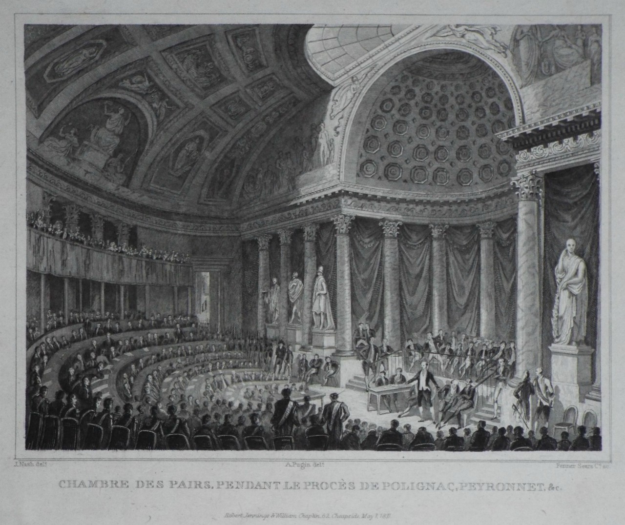 Print - Chambre des Pairs, Pendant les Proces de Polignac, Peyronnet, &c - Fenner