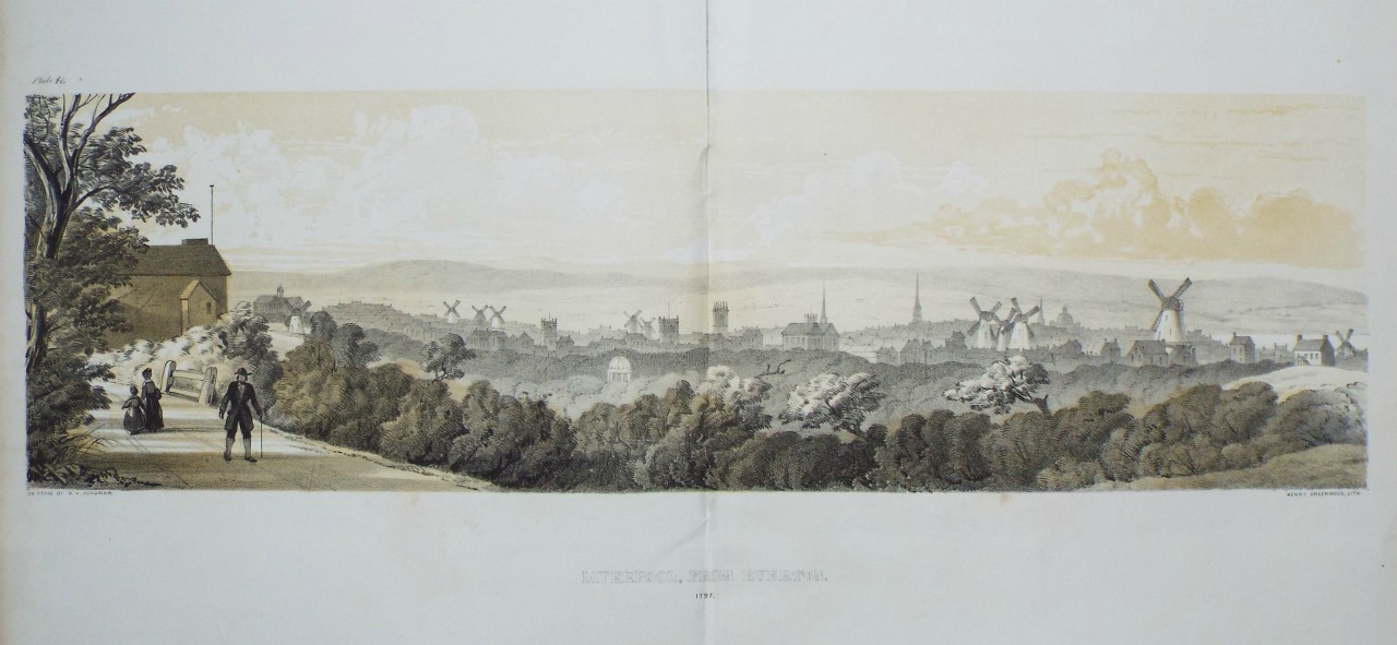 Lithograph - Liverpool from Everton 1797 - Greenwood