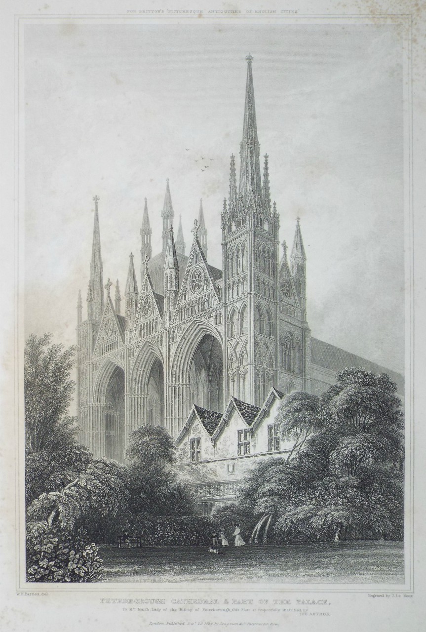 Print - Peterborough Cathedral & part of the Palace. - Le