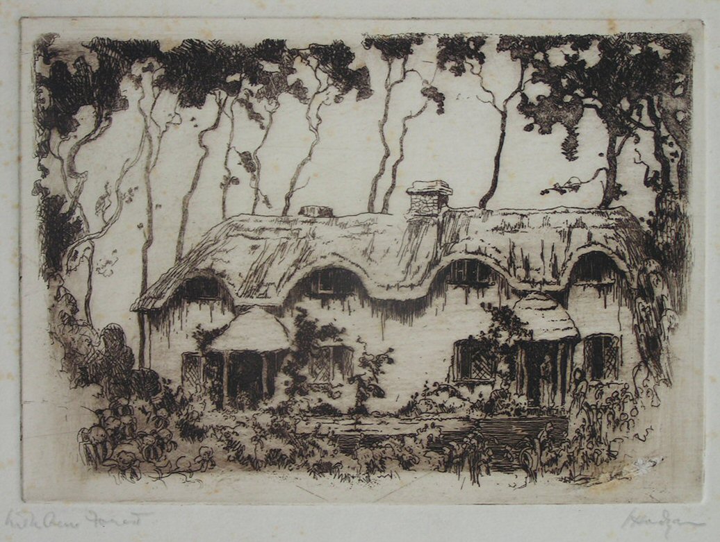Etching - (Thatched cottages) - 