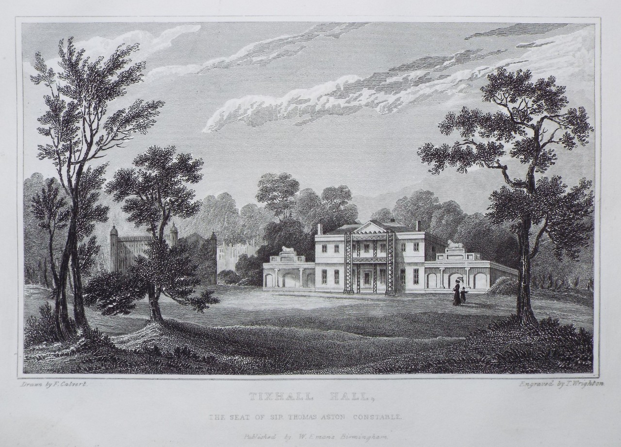 Print - Tixhall Hall, the Seat of Sir Thomas Aston Constable. - Wrighton