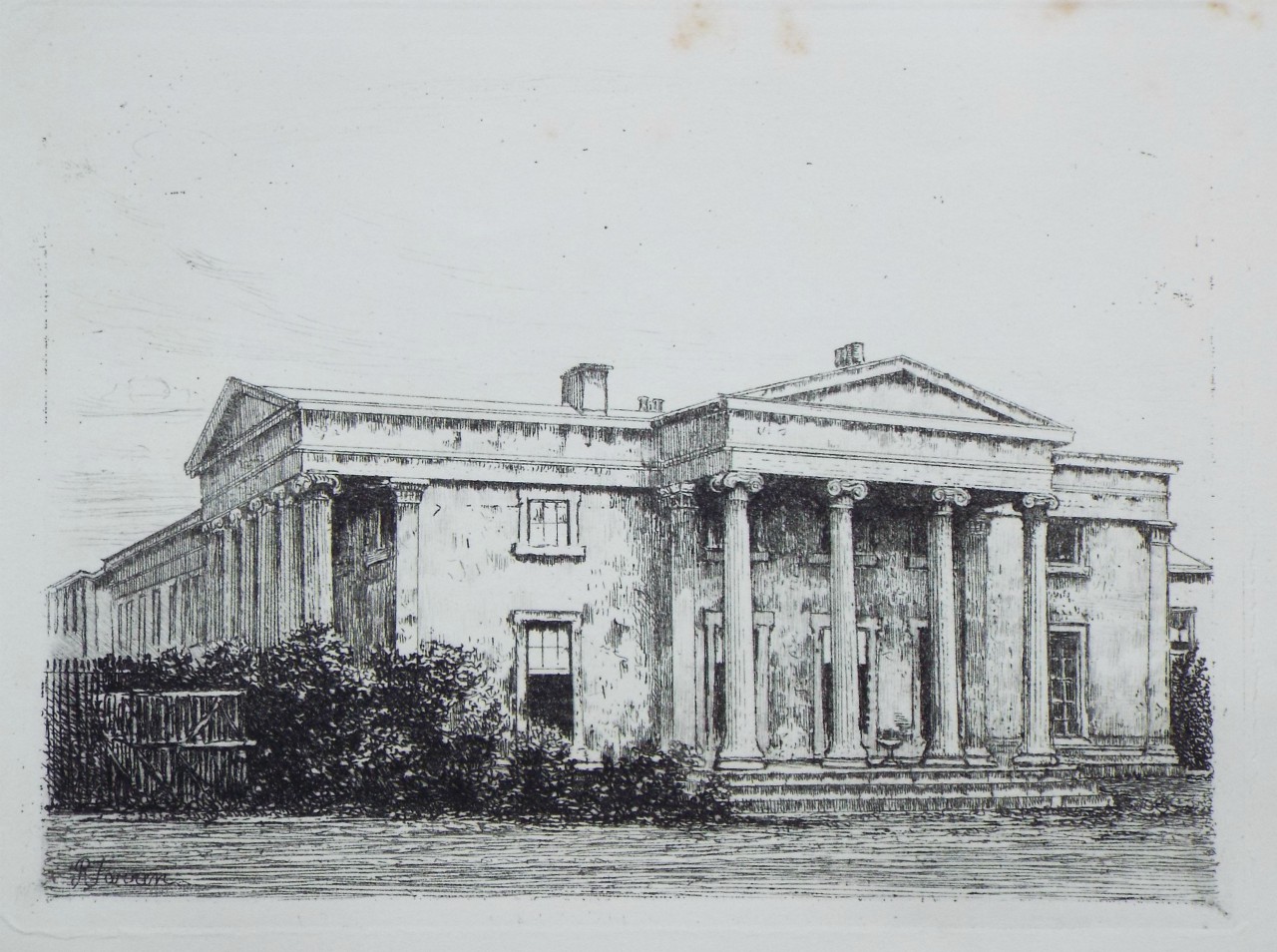 Etching - Downing College, the Master's Lodge - Farren