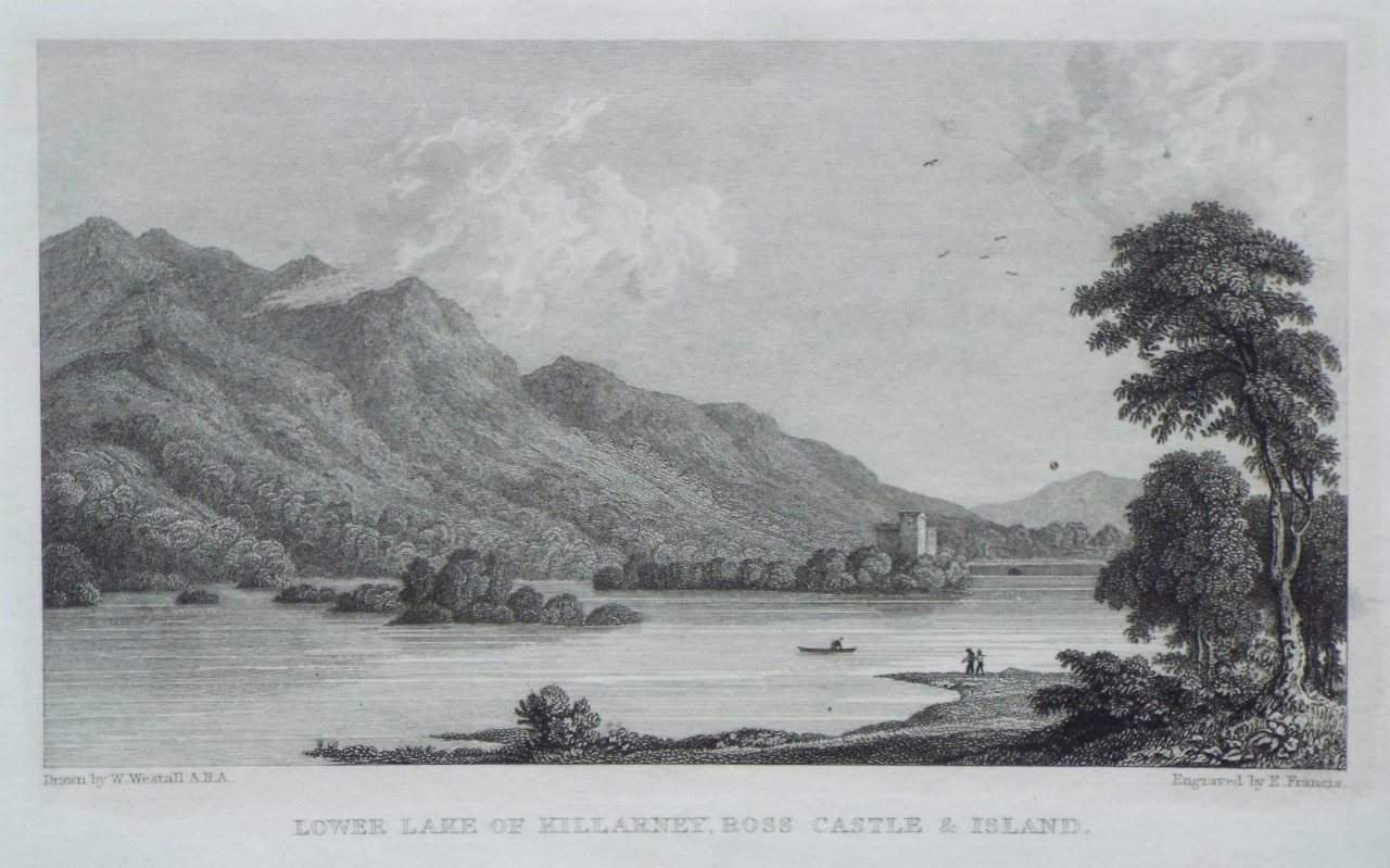 Print - Lower Lake of Killarney, Ross Castle & Island. - Francis